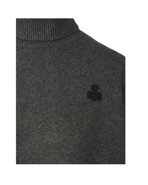 Isabel Marant Gray Nasha Embroidered Roll-Neck Sweater