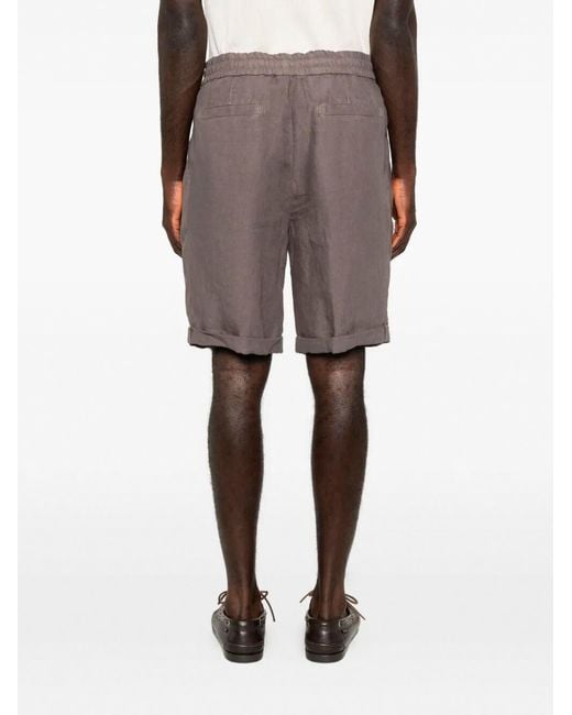 Brunello Cucinelli Black Pleated Drawstring Shorts for men