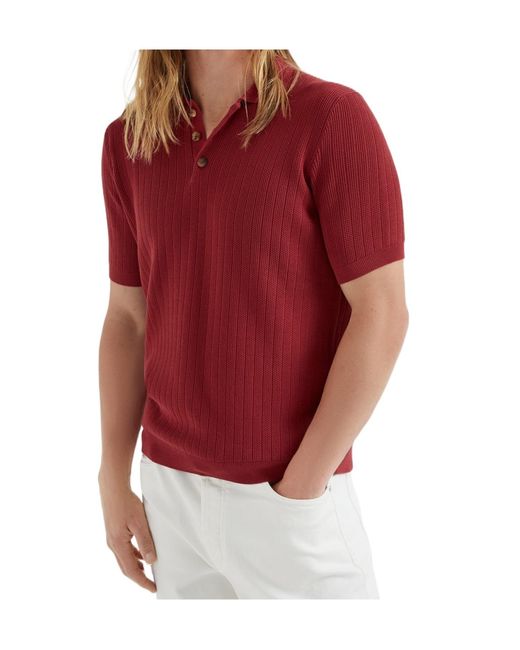 Brunello Cucinelli Red Cotton Polo Shirt for men