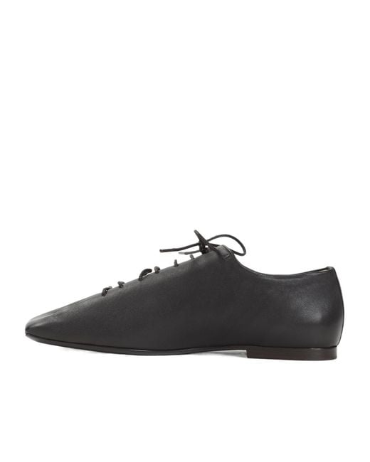 Lemaire Black Souris Folded Leather Lace-Up Derby