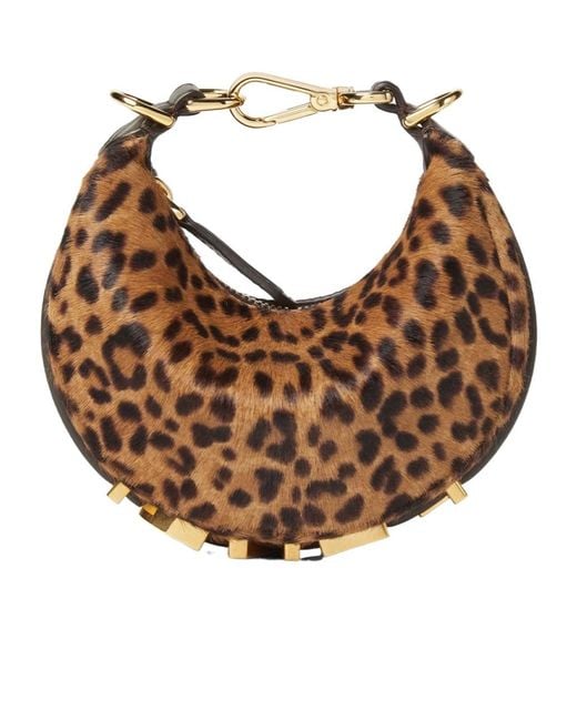 Fendi Brown Nano Graphy Leopard Printed Hobo Bag