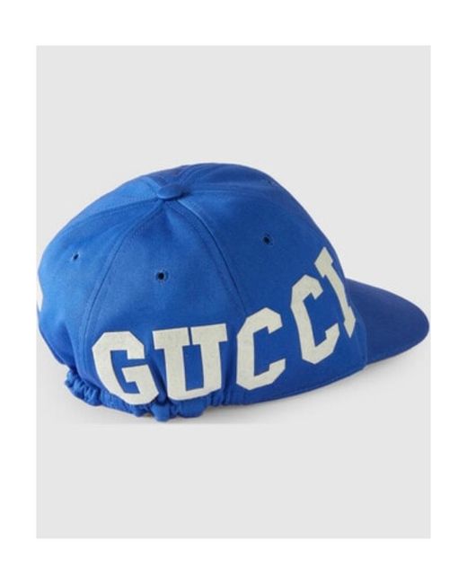 Gucci Blue Logo-Print Cotton-Canvas Baseball Cap for men