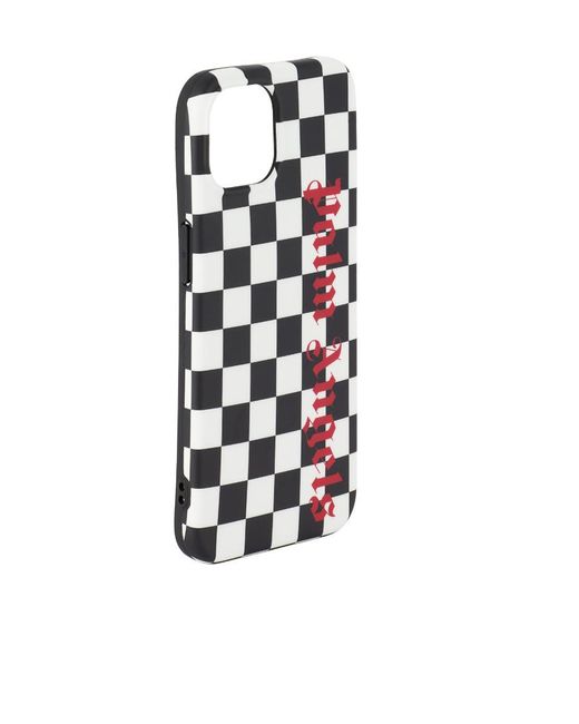 Palm Angels White Checkerboard Logo-Print Iphone 13 Case for men