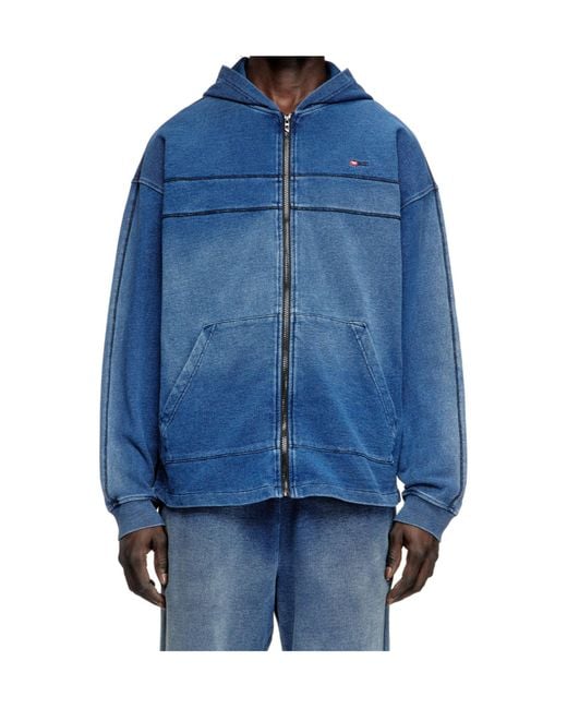 DIESEL Blue S-Blaxt-Hood-Zip-New Hoodie for men