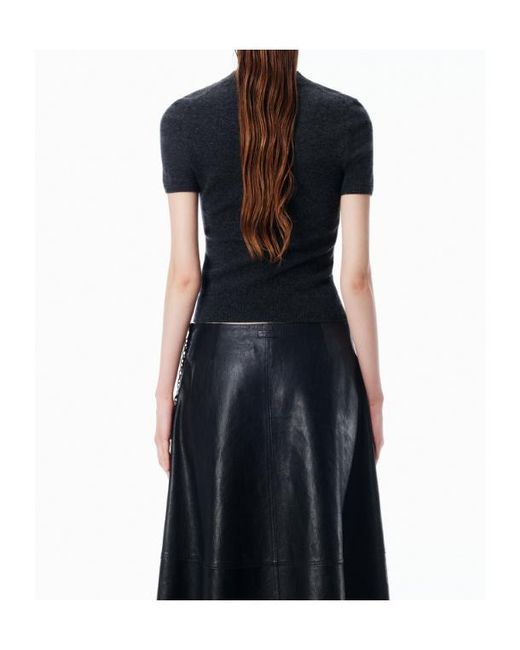 T By Alexander Wang Black Logo Patch Crewneck Knitted T-Shirt