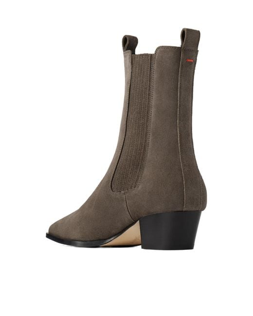 Aeyde Brown Solid Suede Ankle Boots