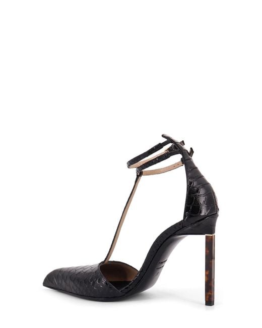 Tom Ford Black T-Strap Pointed Toe Pumps
