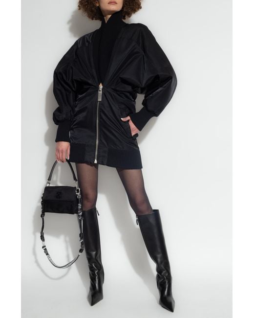 Off-White c/o Virgil Abloh Blue Ruched Puff-Sleeved Dress