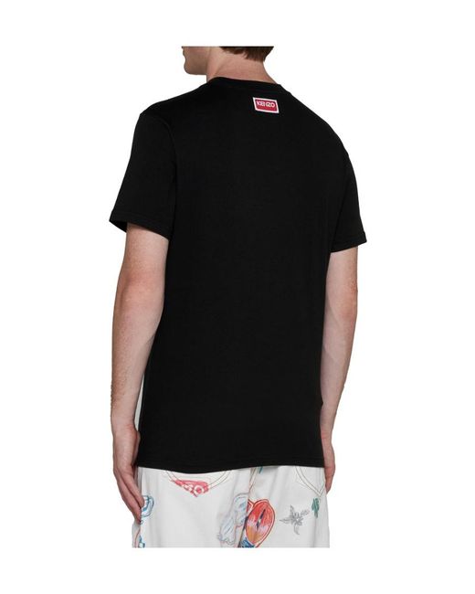 KENZO Black Tiger Embroidered Crewneck T-Shirt for men