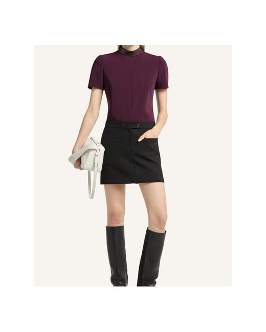 Courreges Purple Heritage Vinyl-Collar Logo-Patch Blouse