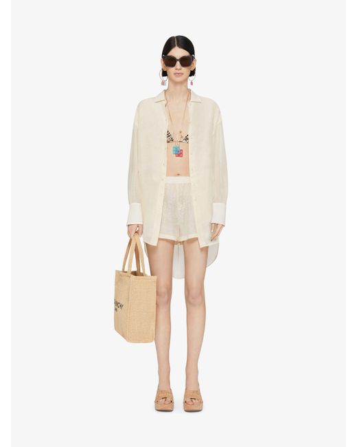 Givenchy Natural 4G Embroidered Semi-Sheer Shorts