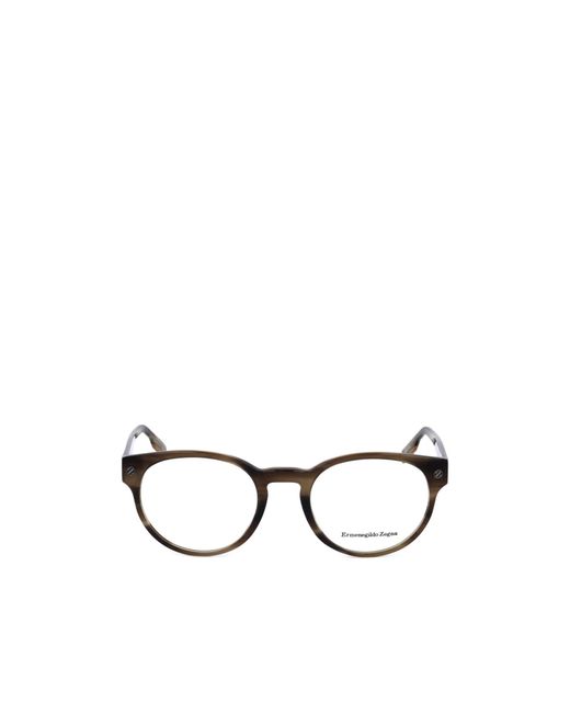 Zegna Metallic Oval Frame Glasses for men