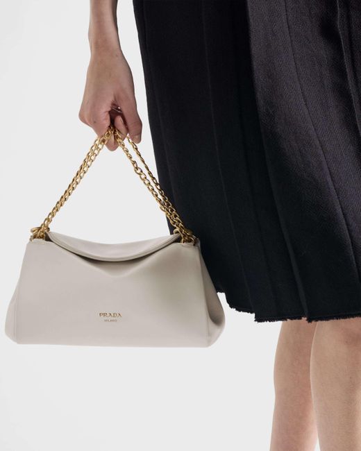 Prada Natural Chain-Linked Shoulder Bag