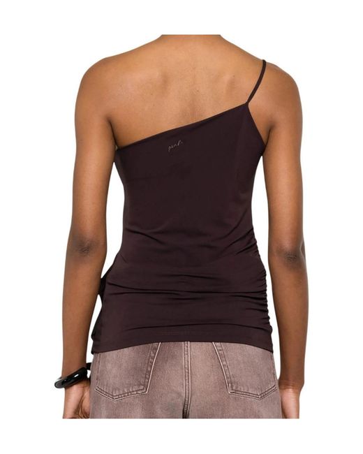 Pinko Black Ruffled One-Shoulder Asymmetric Top