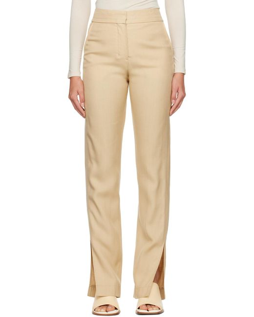 Jacquemus Natural Le Pantalon Tibau Slit Pants
