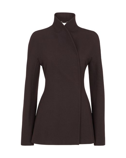 Fendi Black High-Neck Wrapped Tailored Jacket