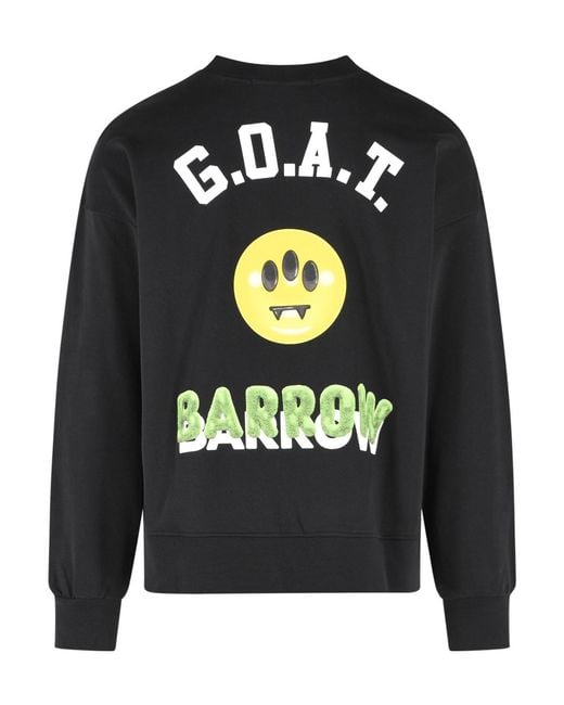 Barrow Black Graphic Printed Crewneck Sweatshirt for men