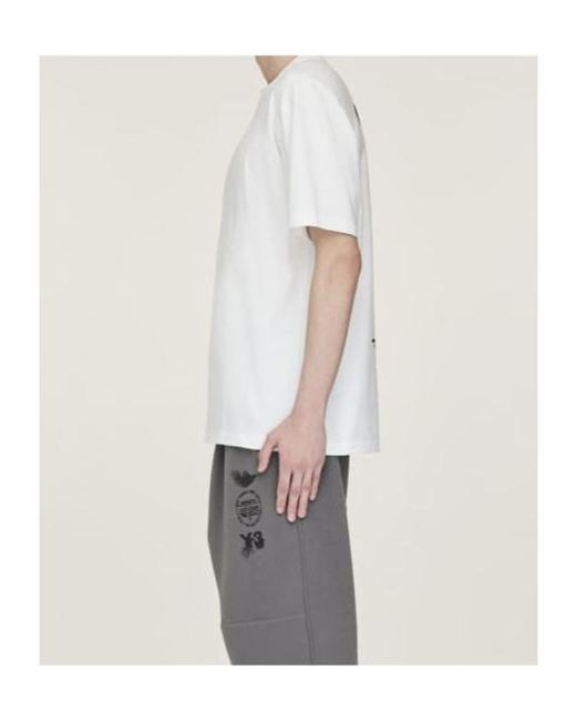 Y-3 White Graphic Printed Crewneck T-Shirt for men