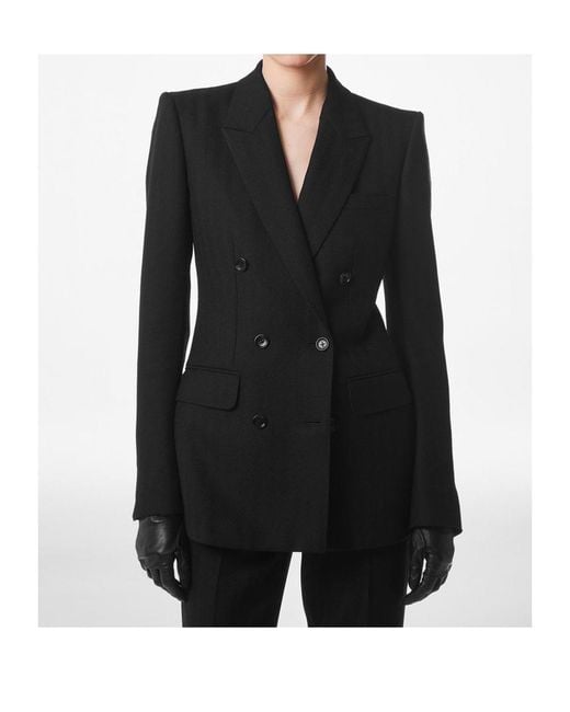 Tom Ford Black Sharp Herringbone Double Breasted Jacket