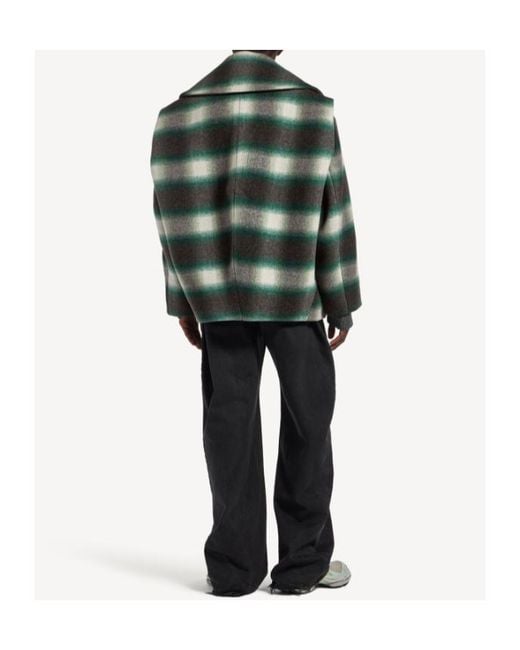 Balenciaga Green Cocoon Check Flannel Shirt Jacket for men