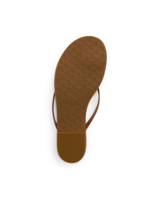 Ralph Lauren Brown Logo Detail Flat Sandals