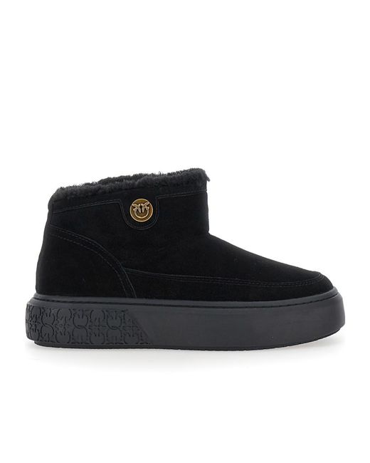 Pinko Black Round-Toe Slip-On Boots