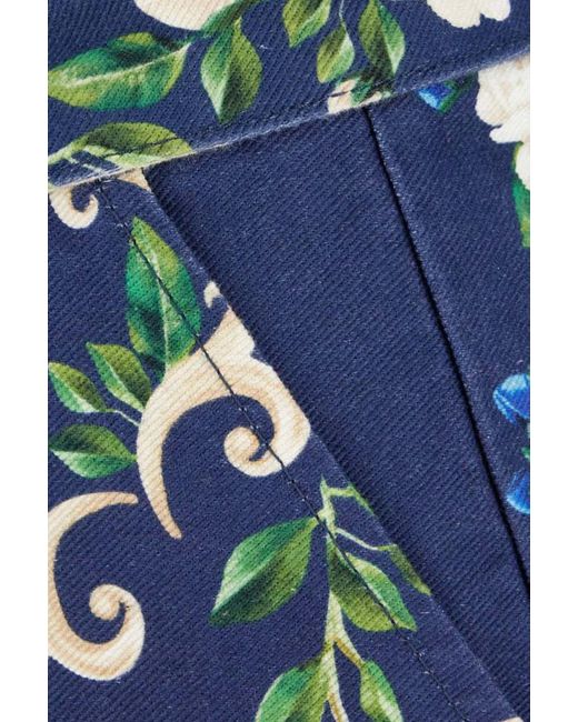 Farm Rio Blue Flower Tapestry Belted Shorts