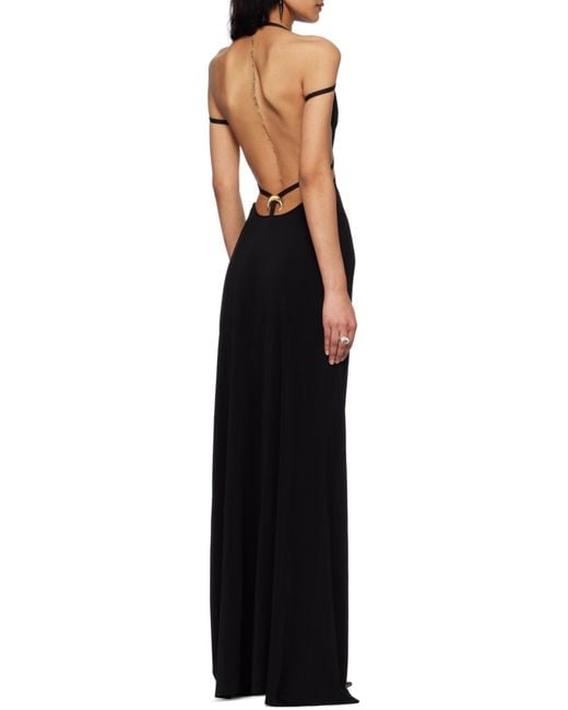 MARINE SERRE Black Draped Jersey Cowl Neck Dress