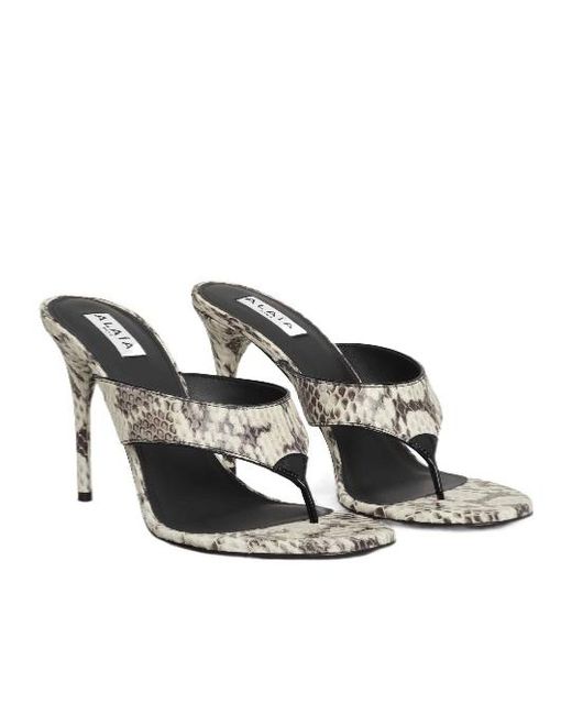 Alaïa White Alaïa Infradito Embossed Heeled Sandals