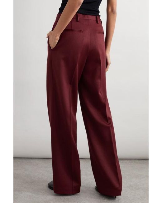 Dries Van Noten Red Straight-Leg Pleated Trousers