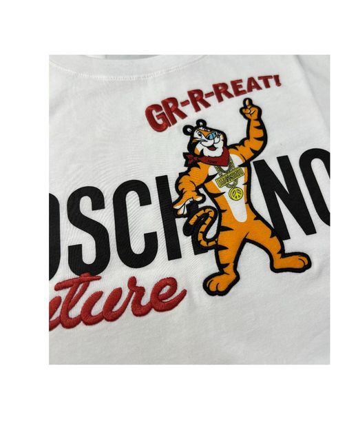 Moschino Gray Logo Printed Short Sleeved T-Shirt