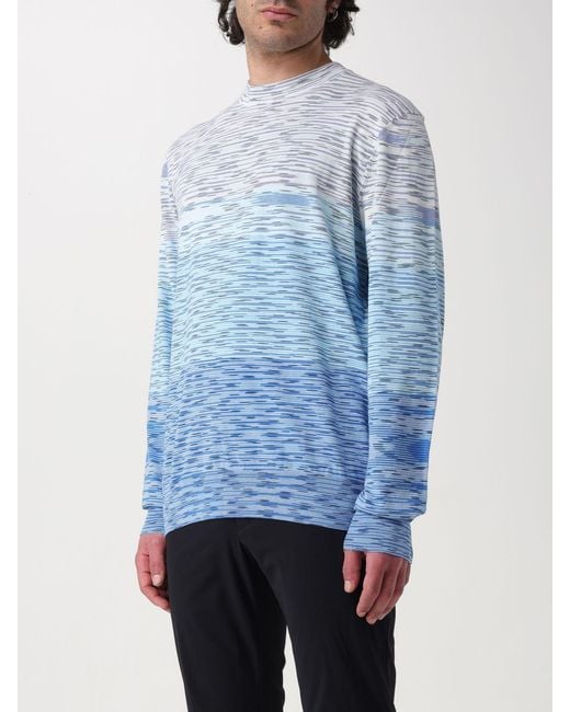 Missoni Blue Slub Straight Hem Knitted Jumper for men