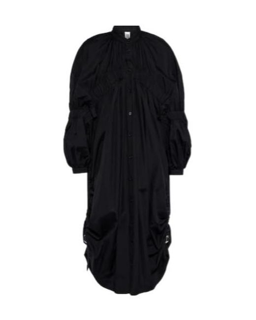 Comme des Garçons Black Draped Cotton Midi Dress