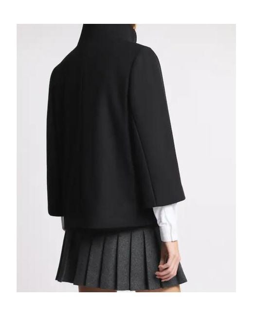 Fay Black Cape Wool Blend Coat