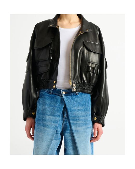 Balmain Black Lambskin Bomber Jacket