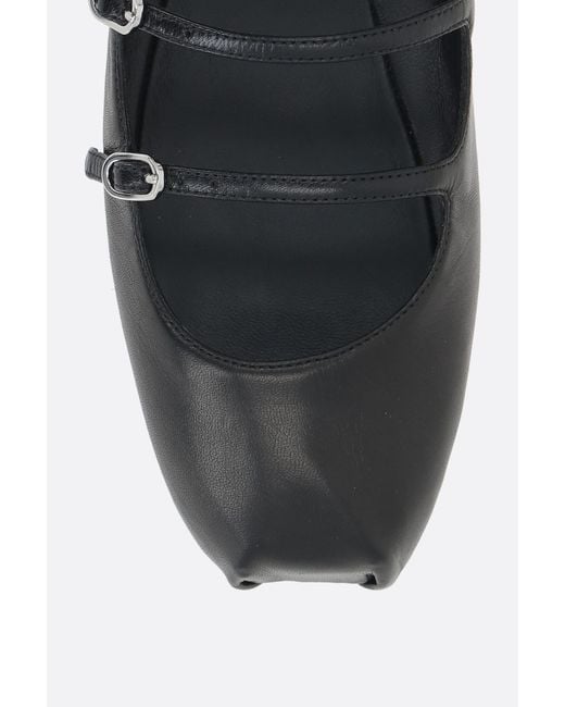 McQueen Black Buckled-Straps Square-Toe Ballerina Shoes