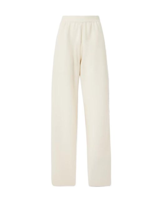 The Row White Ednah Wool Tapered Casual Pants
