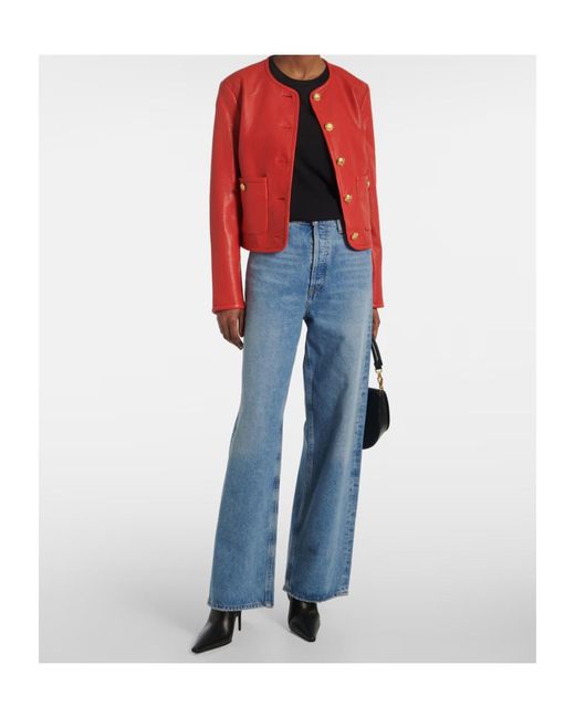 Veronica Beard Red Andrea Leather Jacket