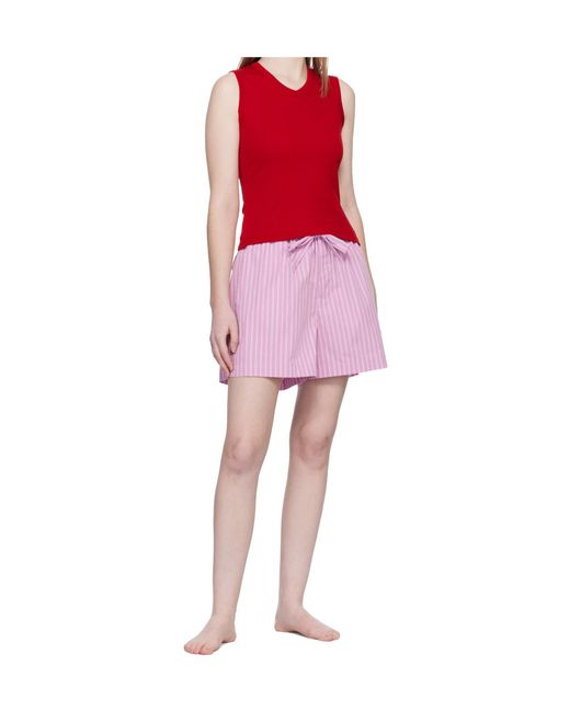 Tekla Pink Drawstring Pajama Shorts