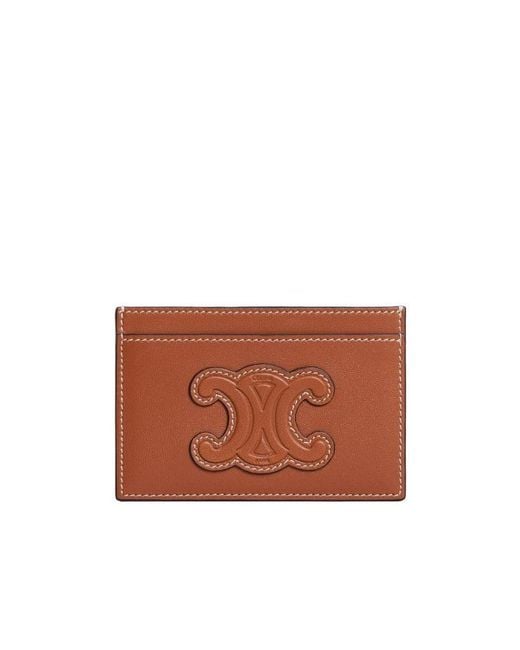 Céline Brown Card Holder Cuir Triomphe