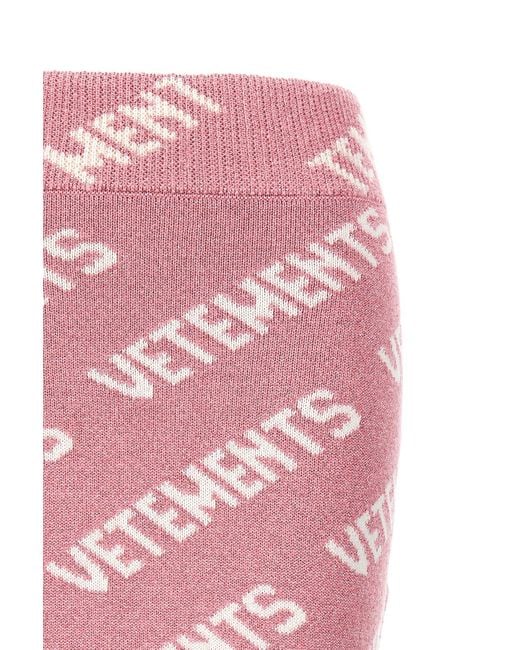 Vetements Pink Monogram Frayed Mini Skirt