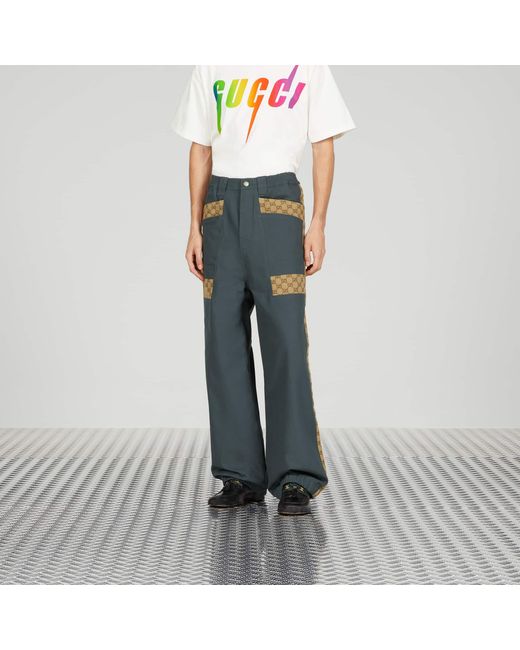 Gucci Gray Panel-Detailed Straight Leg Trousers for men