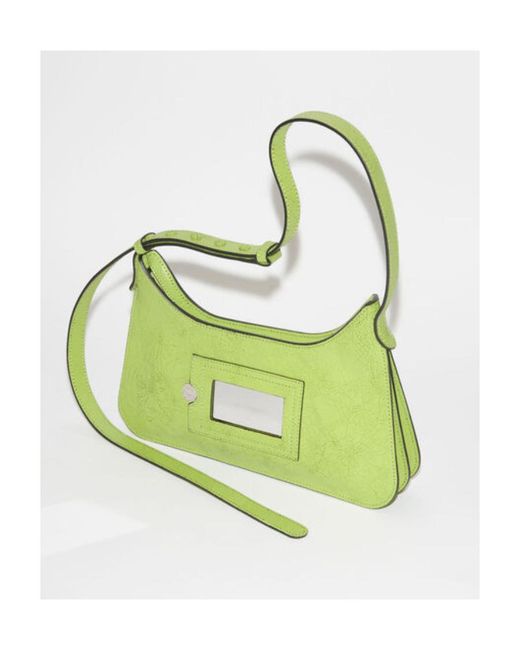 Acne Green Cracked Leather Shoulder Bag for men