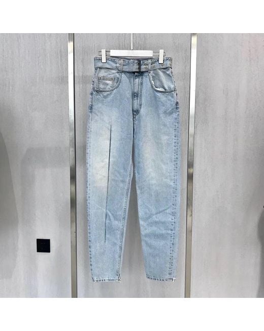 Maison Margiela Blue Slit-Detail Tapered Jeans