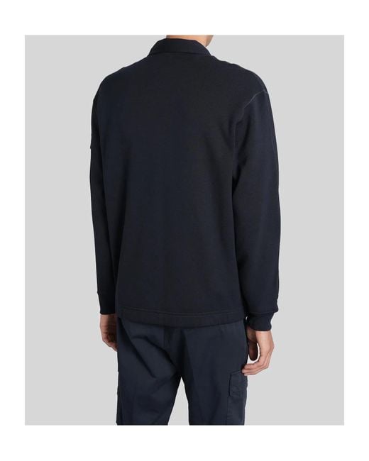 Stone Island Blue Logo Patch Zip-Up Sweatshirt for men