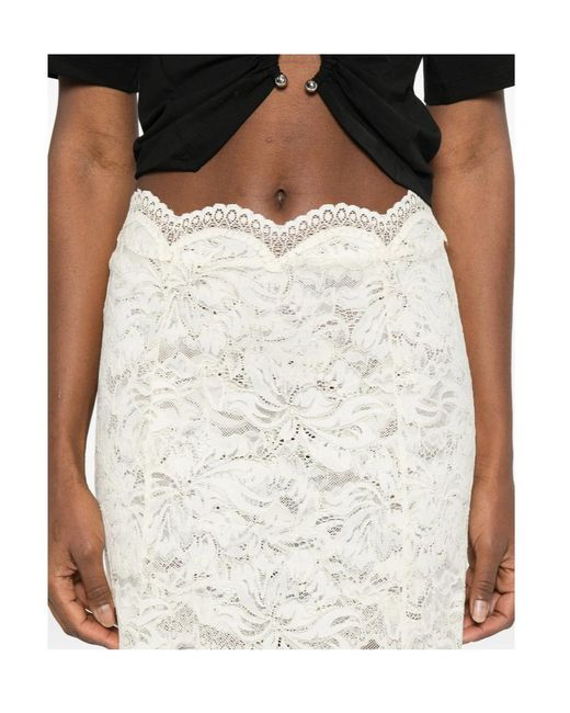 Rabanne White Rabanne Scalloped Lace Maxi Skirt