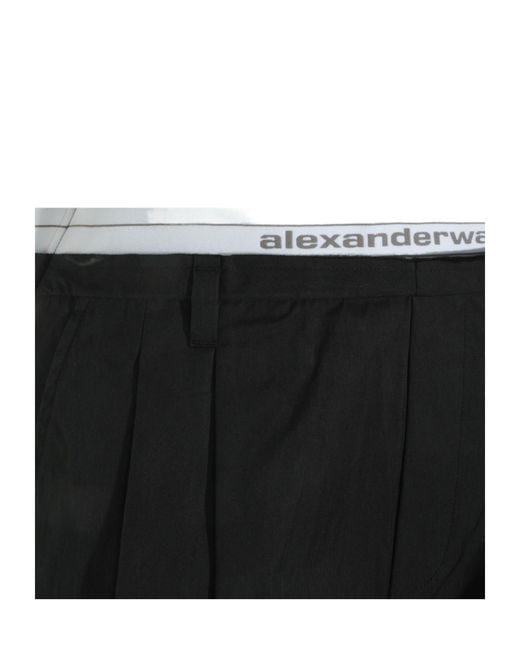 Alexander Wang Black Logo Waistband Pleated Shorts