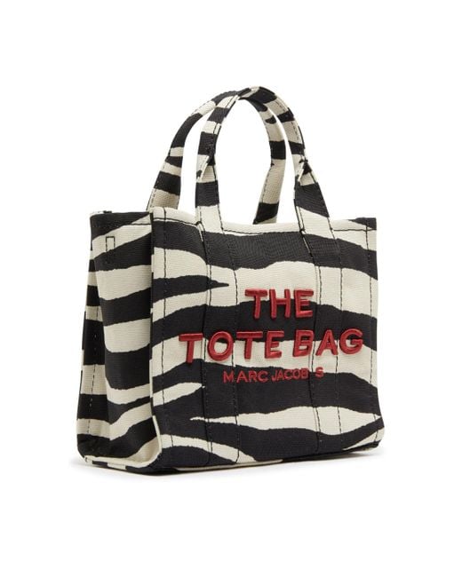 Marc Jacobs Black The Small Tote Zebra Canvas Bag