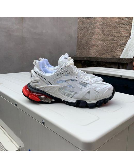 Balenciaga White Track Low-Top Sneakers for men