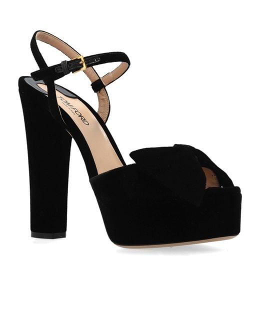Tom Ford Black Bow-Detailed Platform Sandals